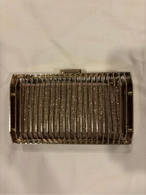 Zara Gold Crystal Cage Evening Clutch
